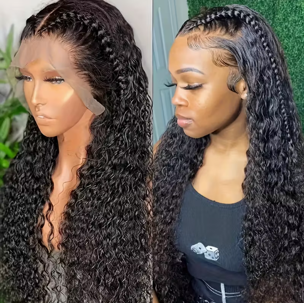 Brazilian Virgin 20” Human Hair Wig – 150% Density Deep Wave/Curly, 4x1 Lace Front, Pre-Plucked with Baby Hair, Natural Black, Full & Breathable Hairline – Perfect for African Hair Styles