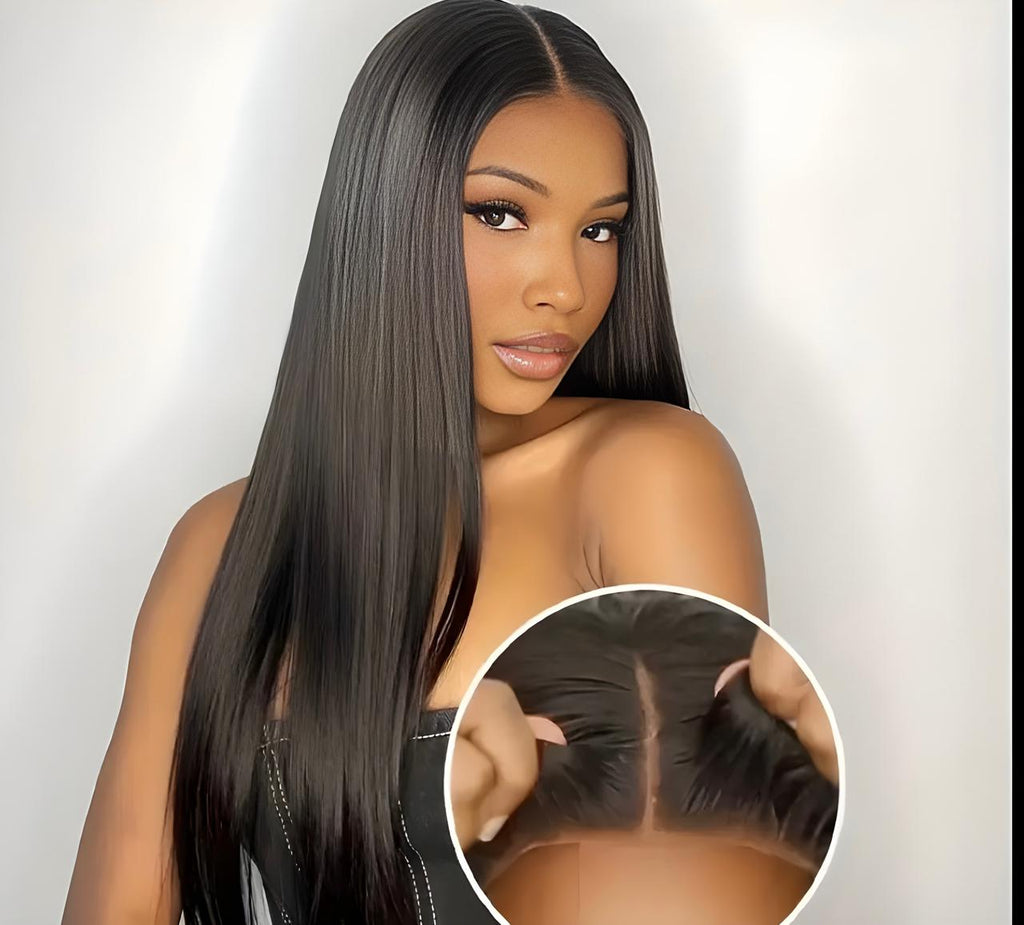 Go Glueless 20” 4x4 Straight Human Hair Wig – HD Transparent Lace Closure, 180% Density, Effortless Style for Women
